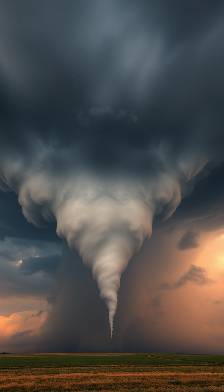 Supercell Thunderstorm Dramatic Tornado Forming Photorealistic Wallpaper