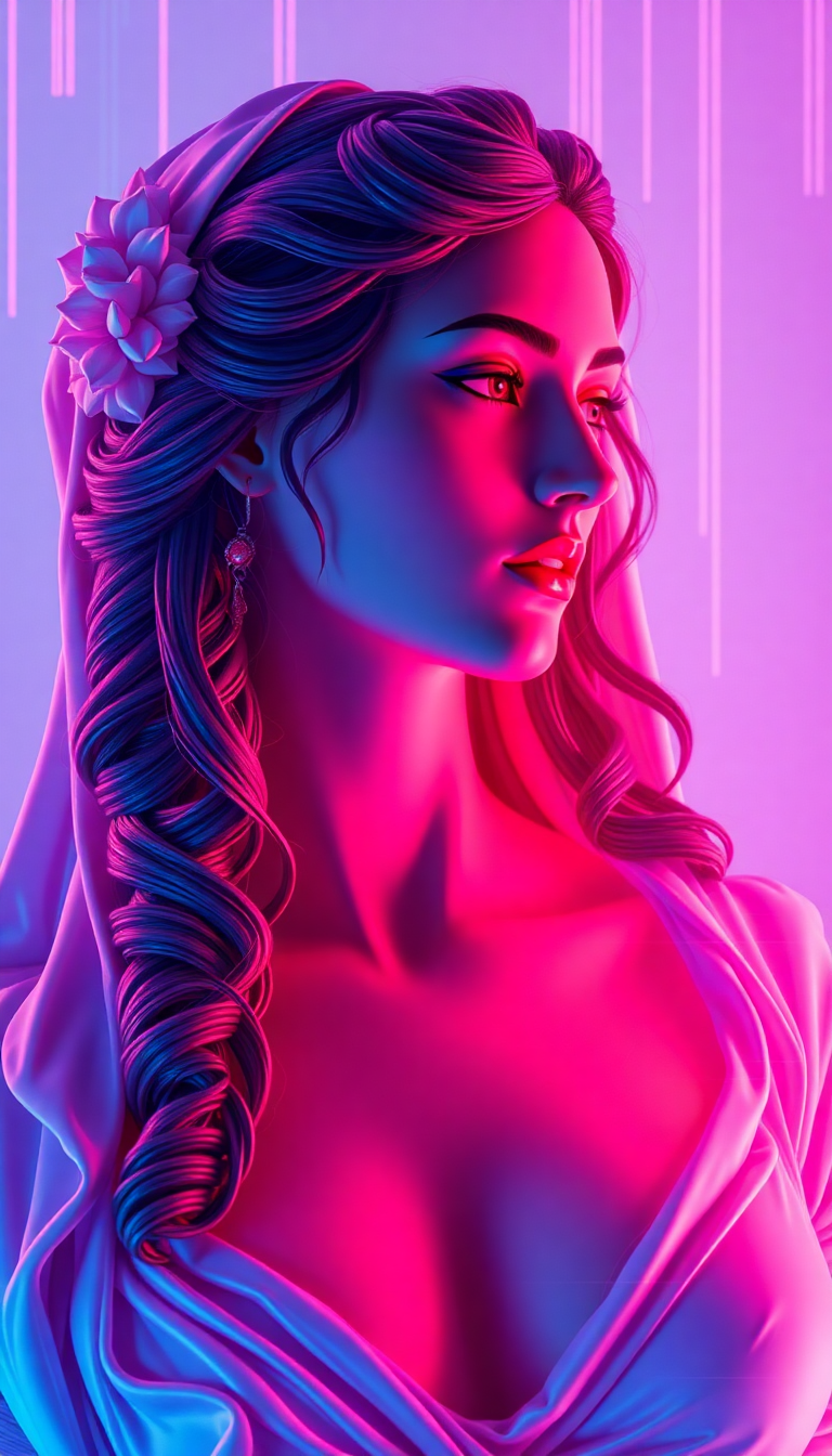 Vaporwave Roman Bust Glitch Aesthetic Digital art Wallpaper