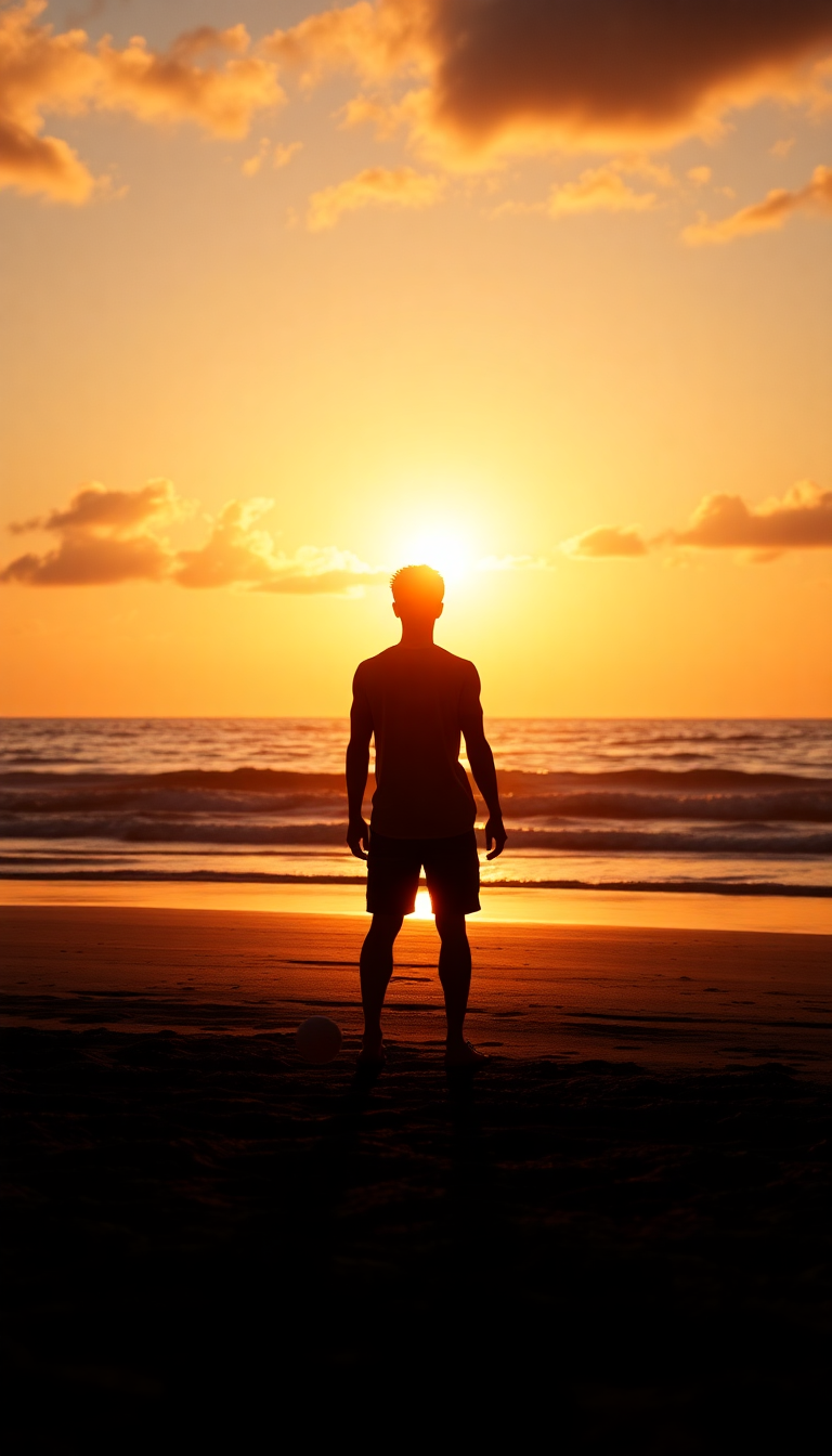 Beach Sunset Golden Hour Silhouette Photorealistic Wallpaper