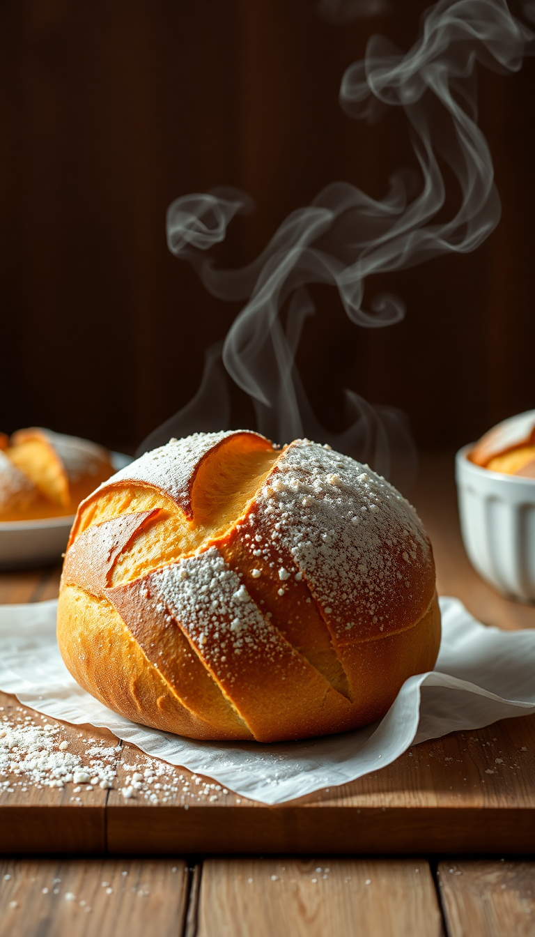 Bread Fresh Baked Steam Rising Photorealistic Wallpaper