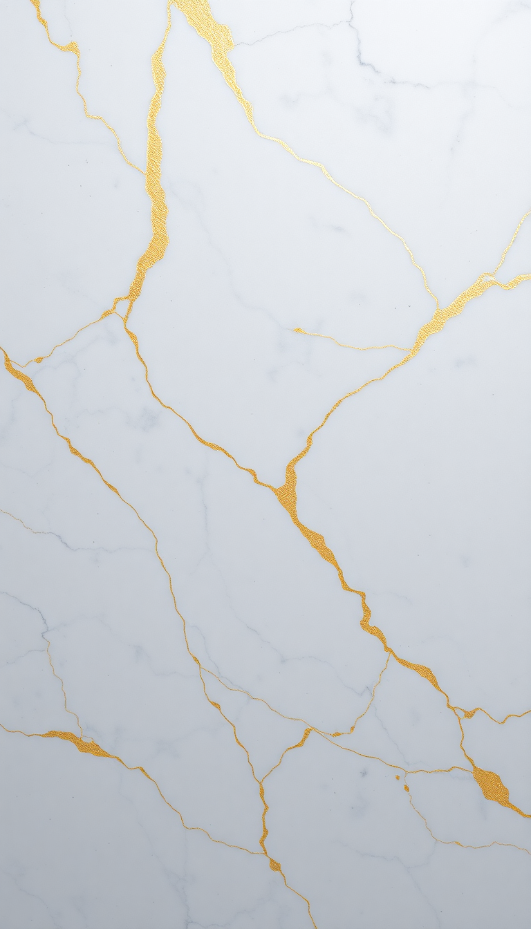 Marble Texture White Gold Veins Photorealistic Wallpaper