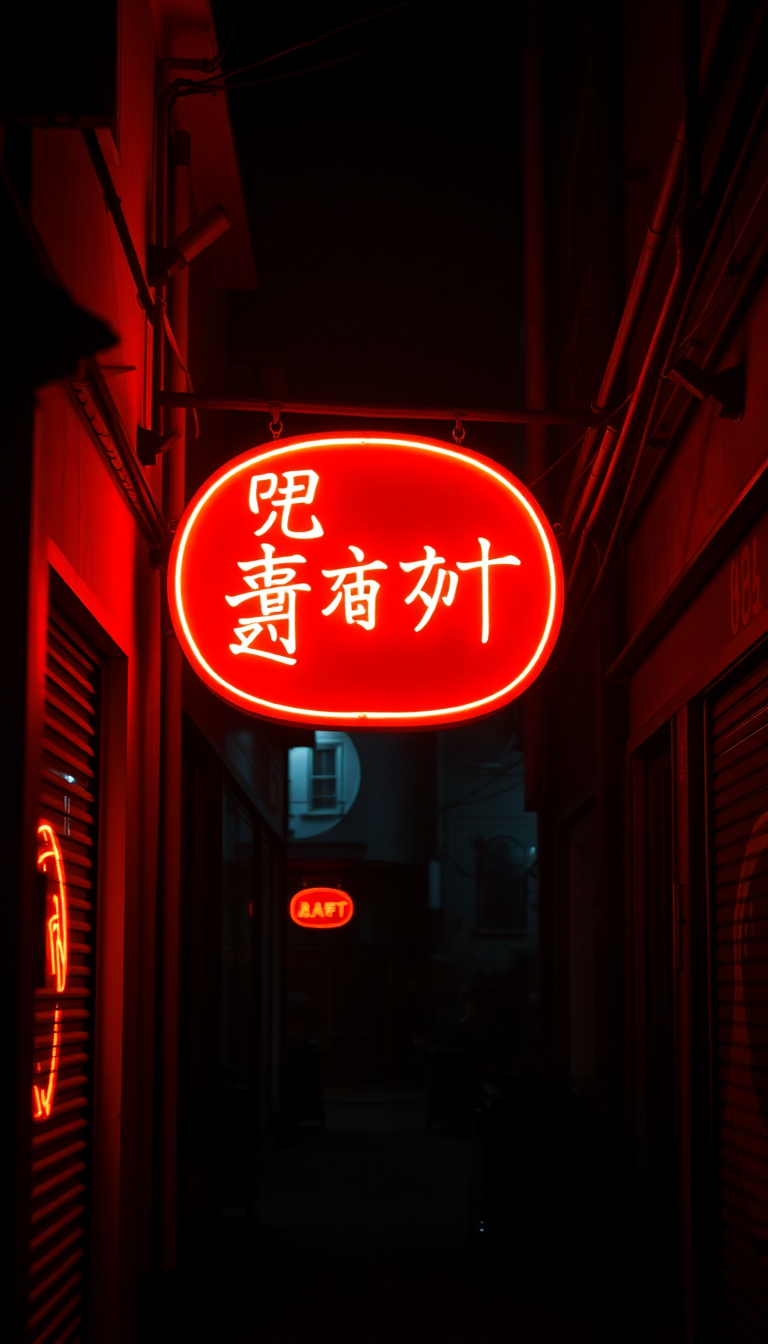 Neon Sign Flickering Dark Alley Aesthetic Wallpaper