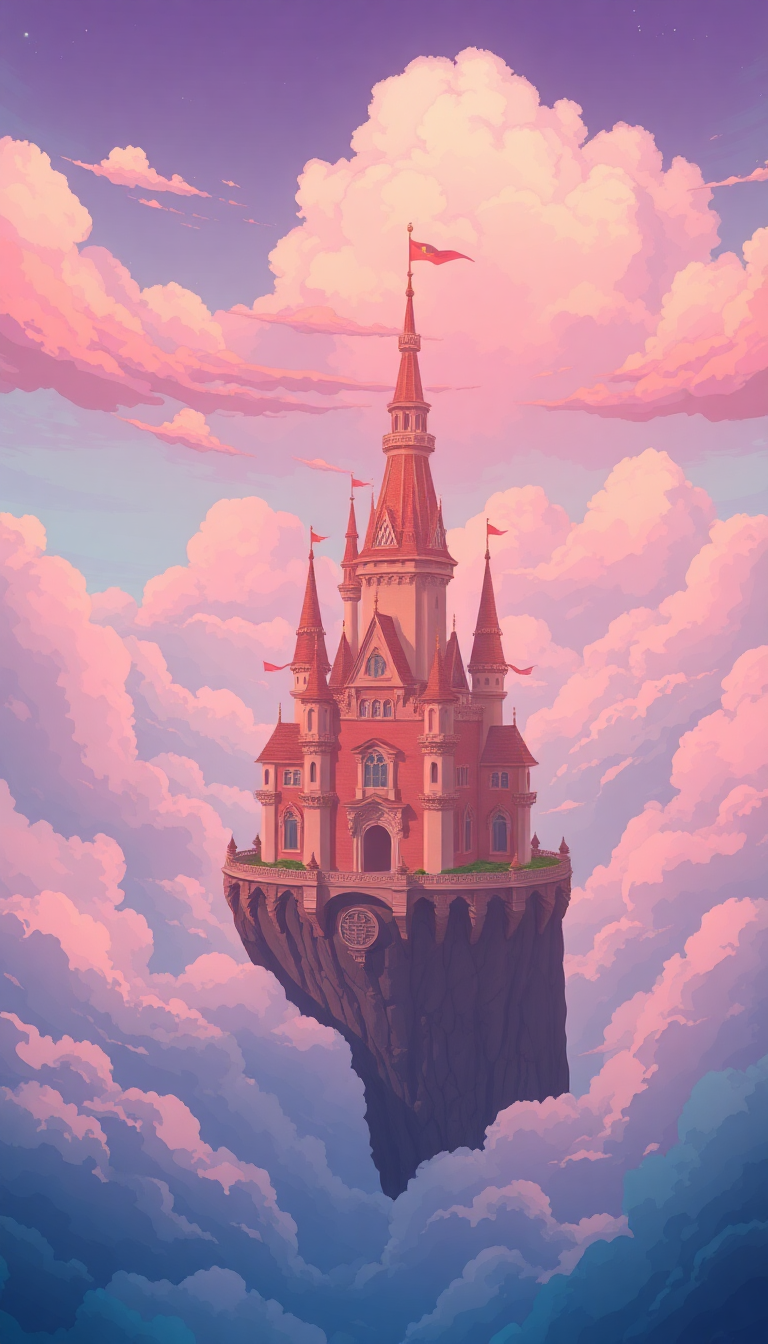 Studio Ghibli Style Floating Castle Anime Wallpaper