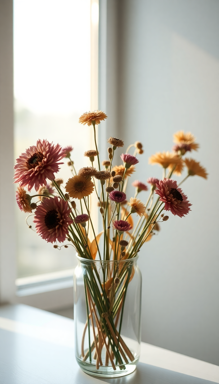 Dried Flowers In Glass Vase Aesthetic Wallpaper