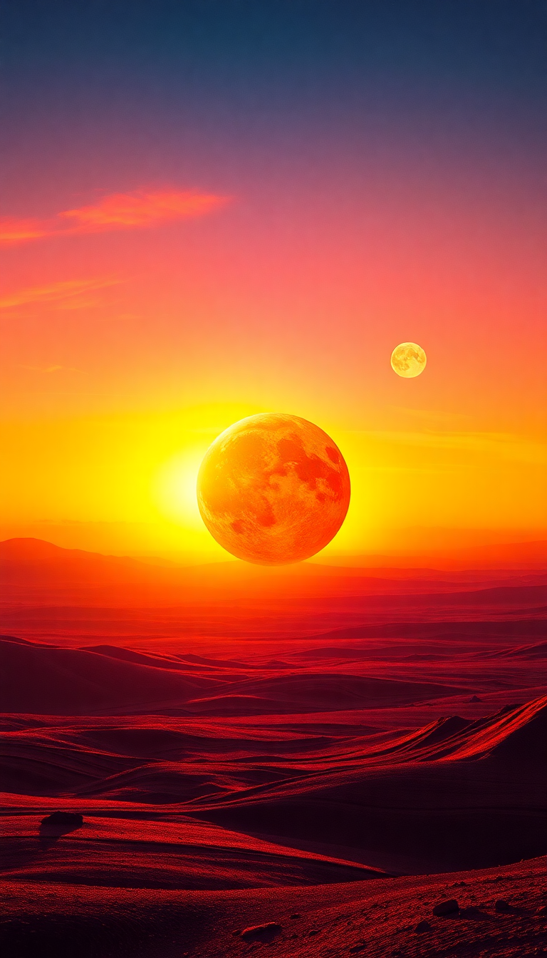 Alien Sunrise Three Suns Different Digital art Wallpaper
