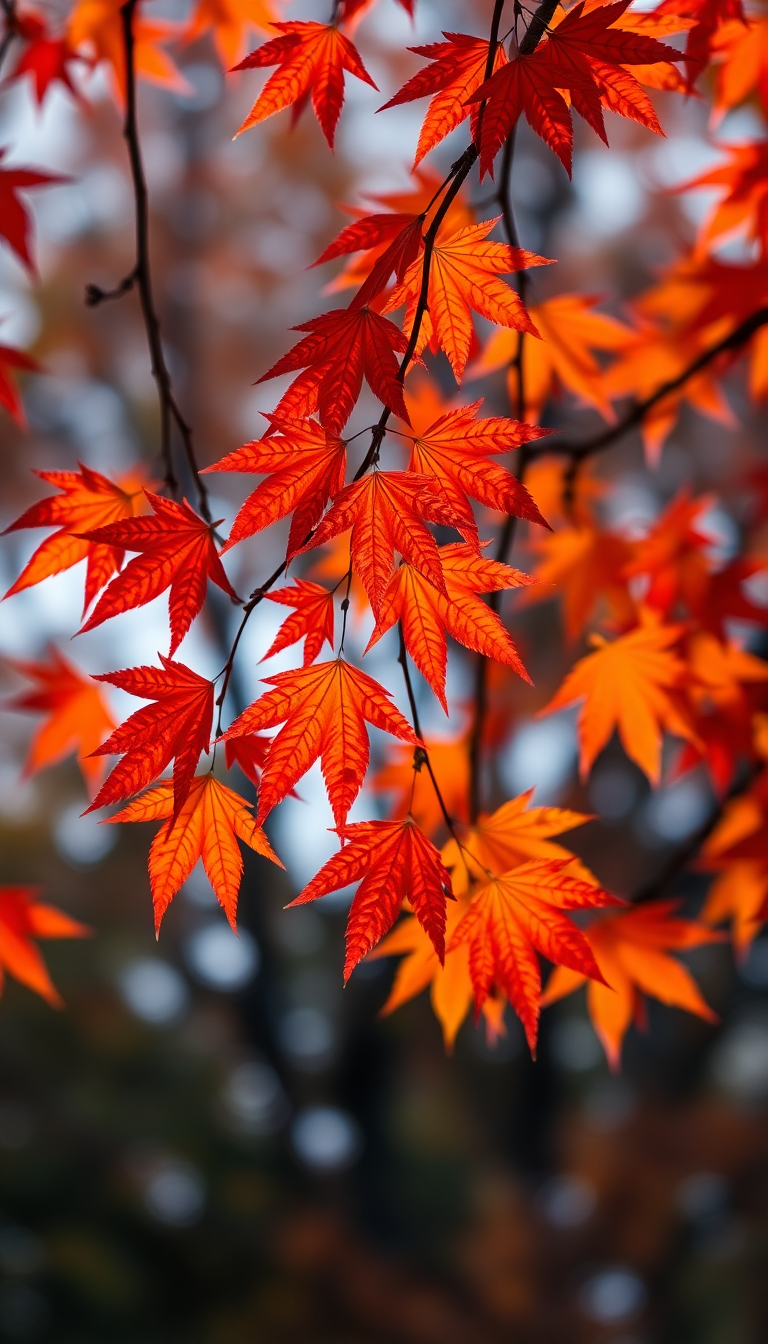 Autumn Leaves Falling Maple Red Photorealistic Wallpaper