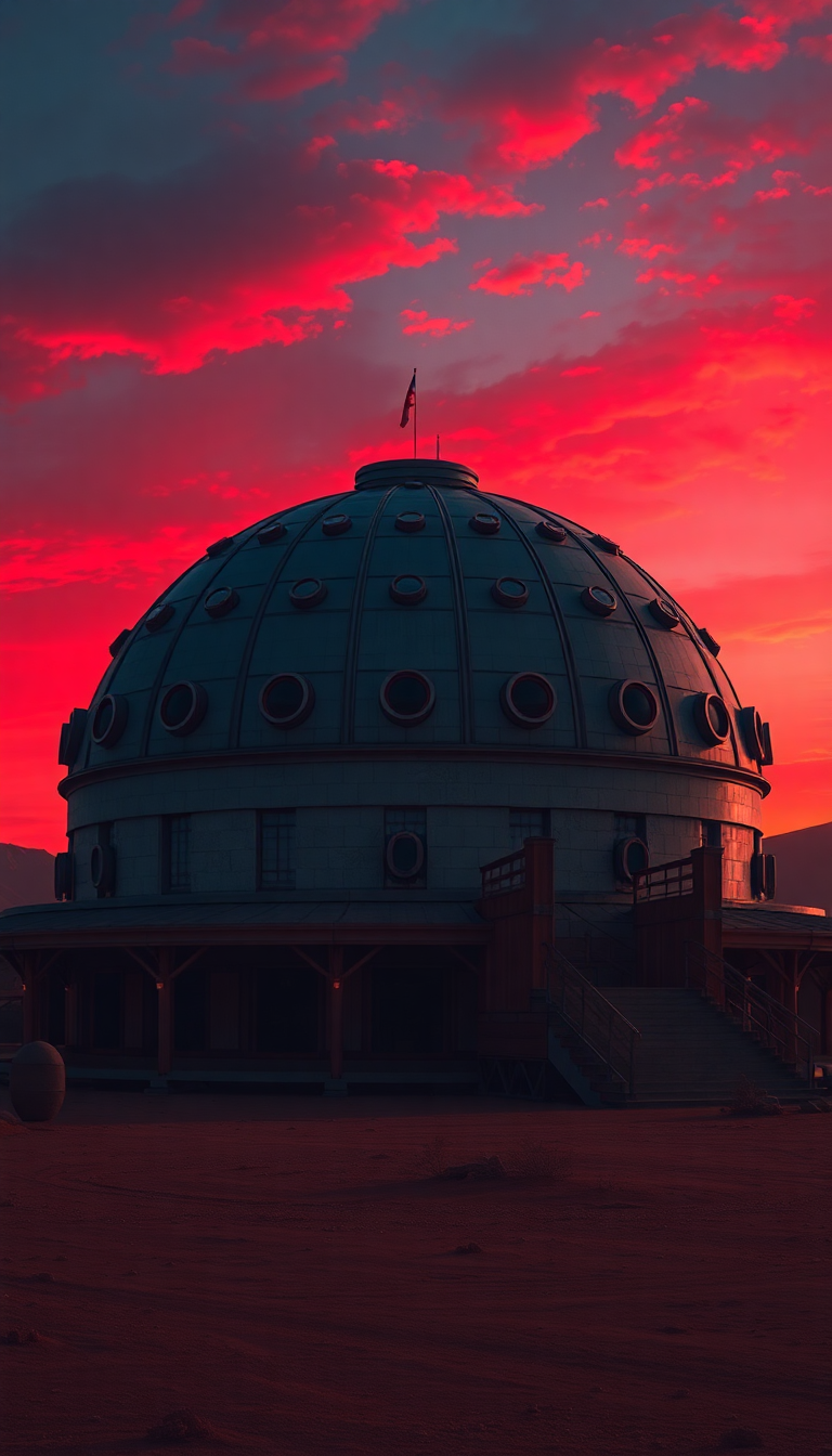 Mars Colony Dome At Sunset Digital art Wallpaper