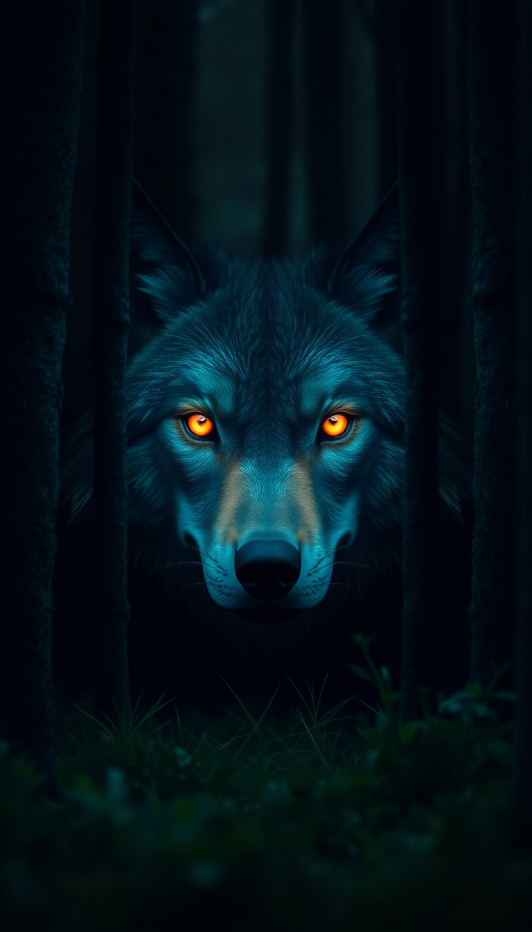 Wolf Eyes Glowing In Dark Digital art Wallpaper