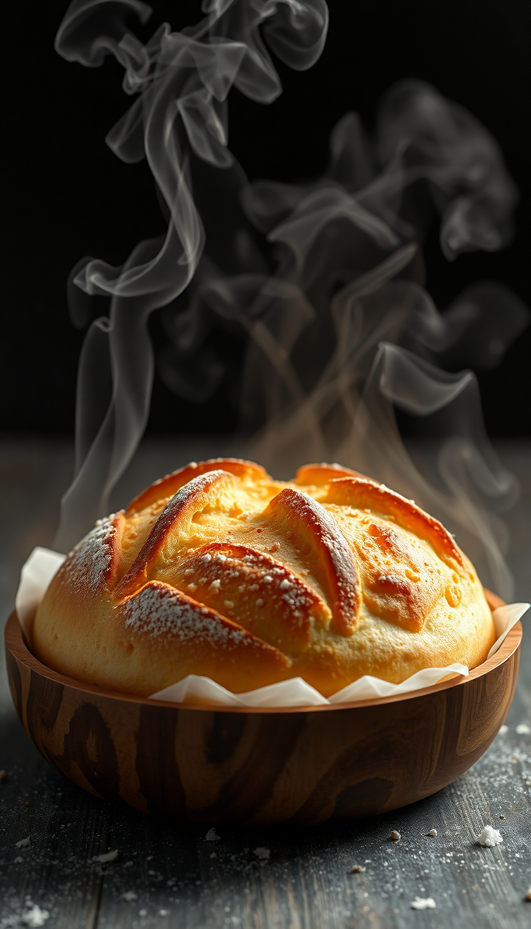 Bread Fresh Baked Steam Rising Photorealistic Wallpaper
