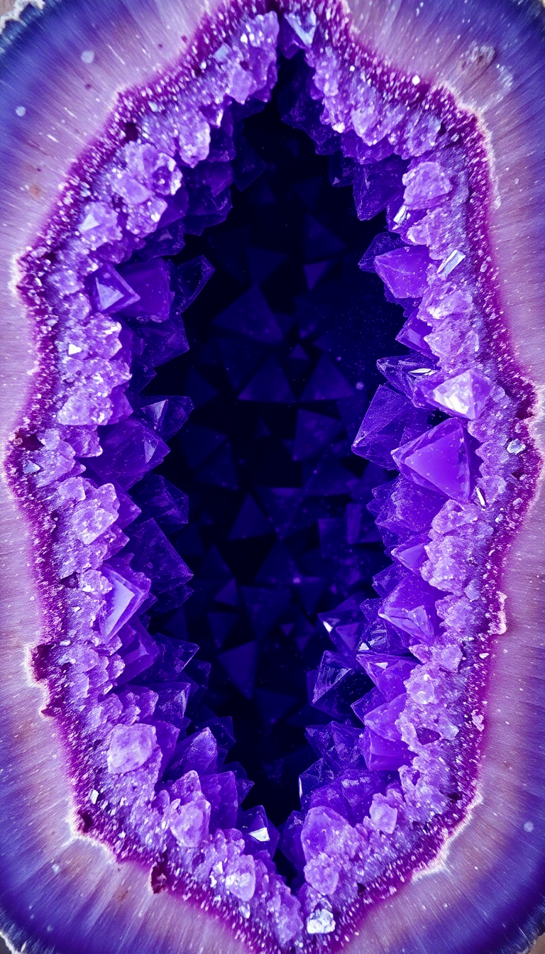 Geode Crystal Interior Purple Amethyst Photorealistic Wallpaper
