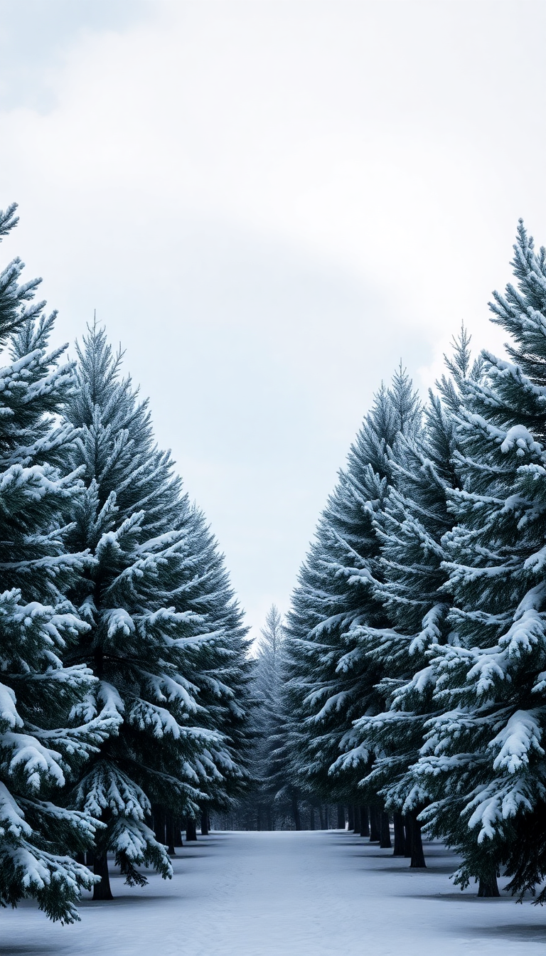 Winter First Snow Pine Trees Photorealistic Wallpaper