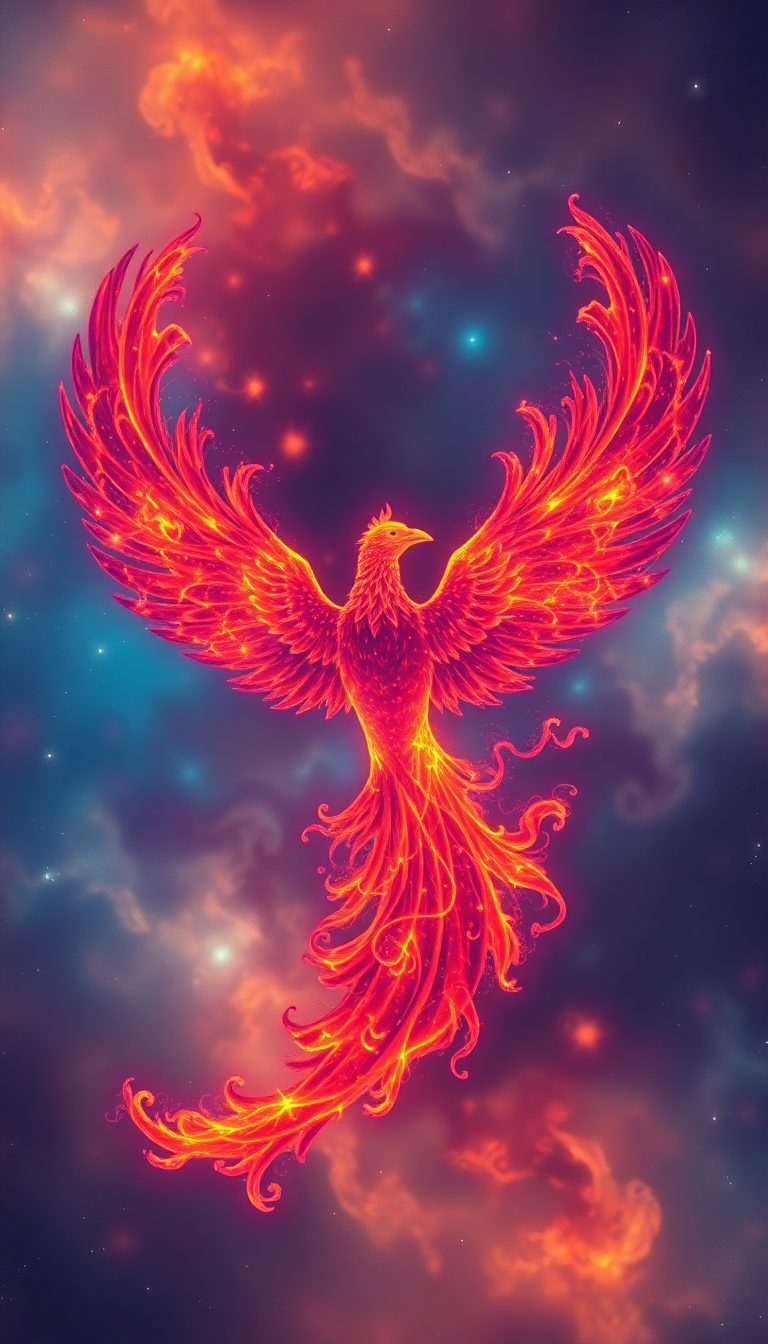 Nebula Shaped Like Phoenix Bird Digital art Wallpaper