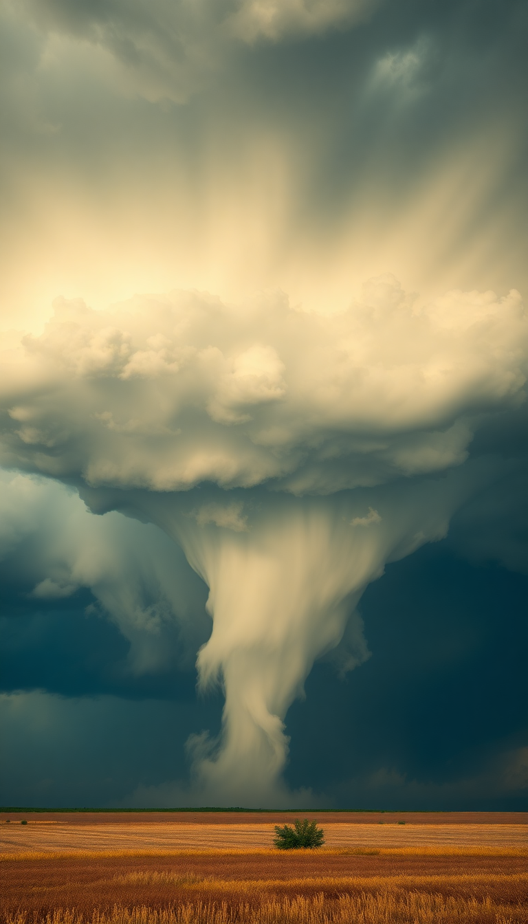 Supercell Thunderstorm Dramatic Tornado Forming Photorealistic Wallpaper