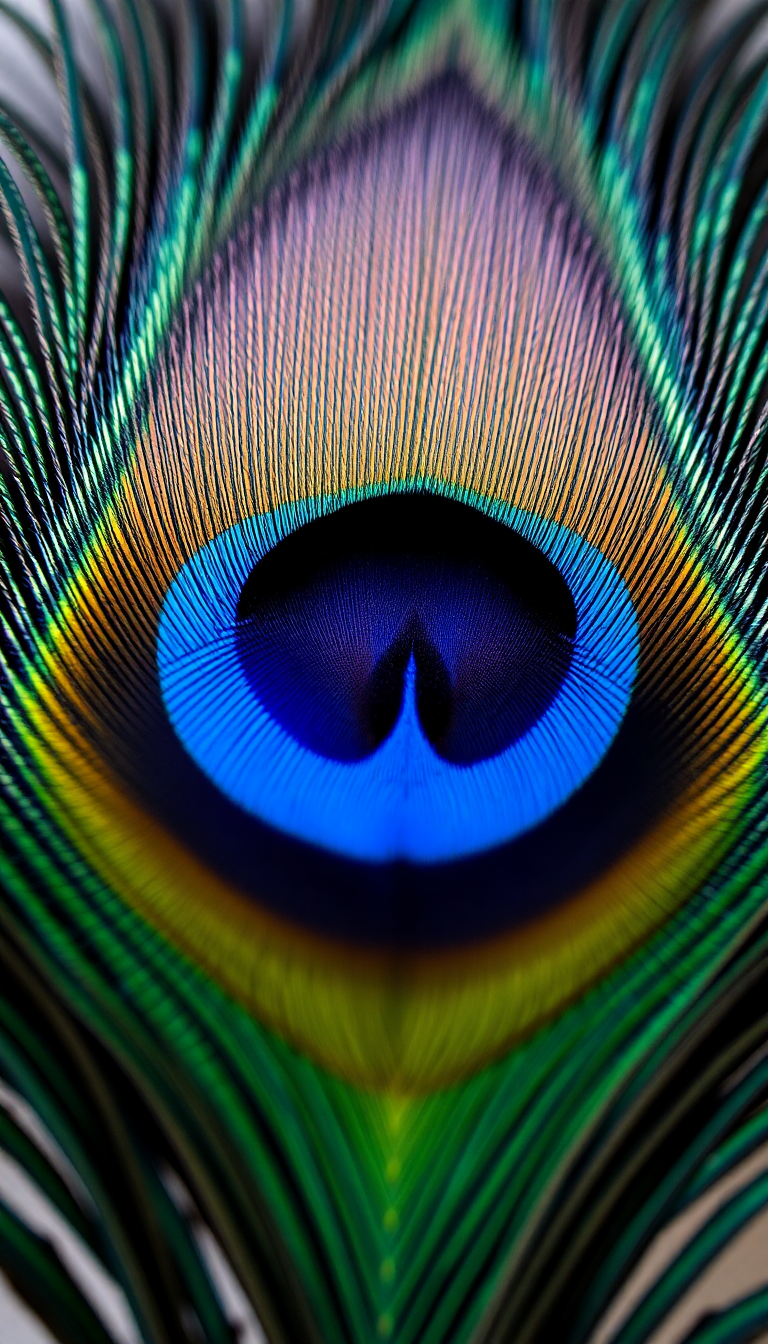 Peacock Feather Macro Iridescent Eye Photorealistic Wallpaper