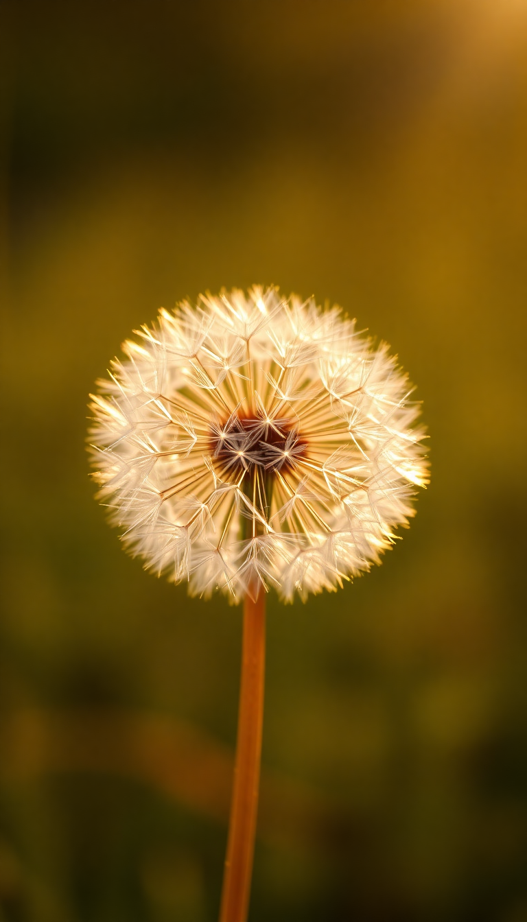 Dandelion Seeds Floating In Golden Aesthetic Wallpaper