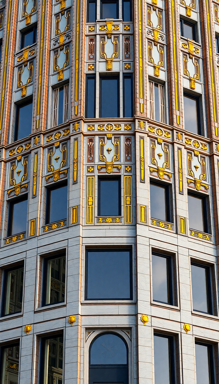 Art Deco Building Facade Geometric Photorealistic Wallpaper