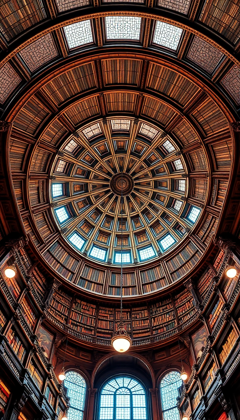 Library Spiral Dome Ceiling Old Photorealistic Wallpaper