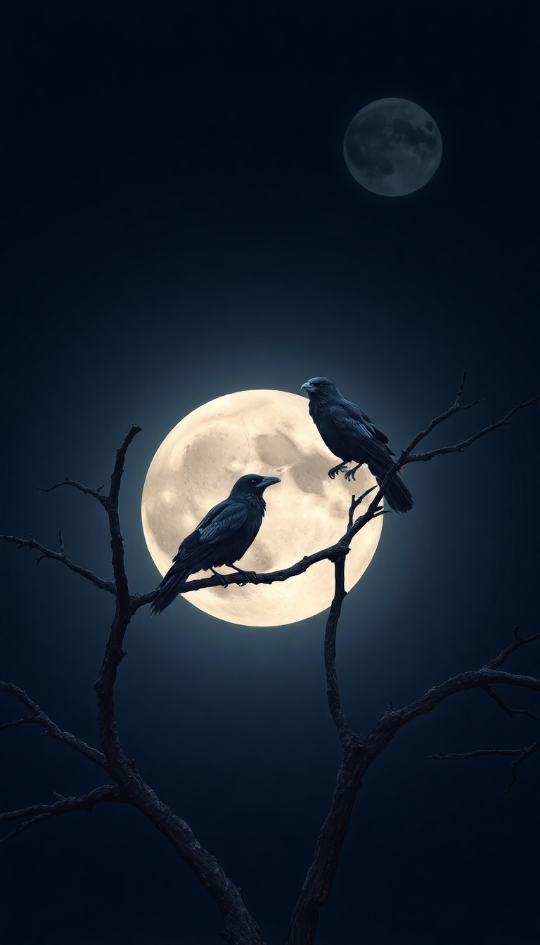 Ravens On Dead Tree Branches Digital art Wallpaper