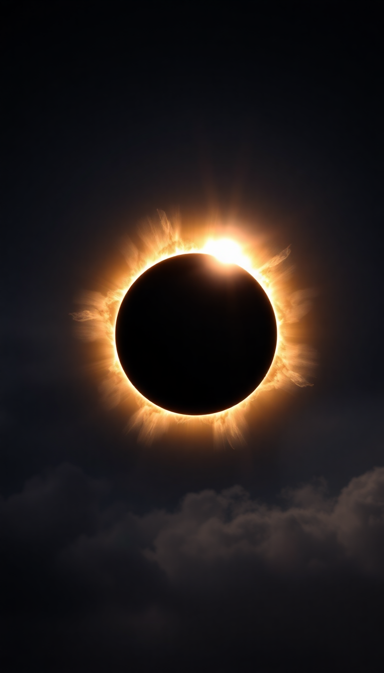 Solar Eclipse Corona Diamond Ring Photorealistic Wallpaper