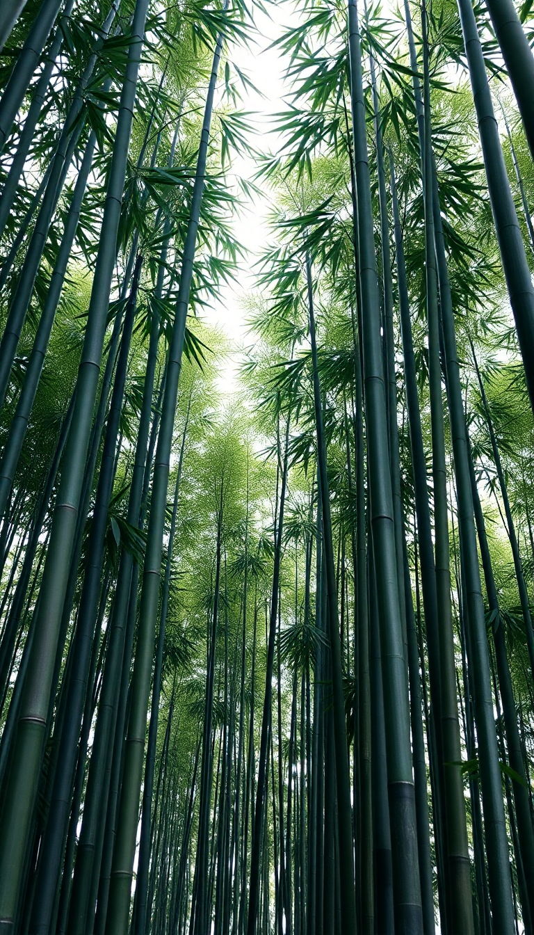 Bamboo Grove Swaying In Wind Minimalist Wallpaper