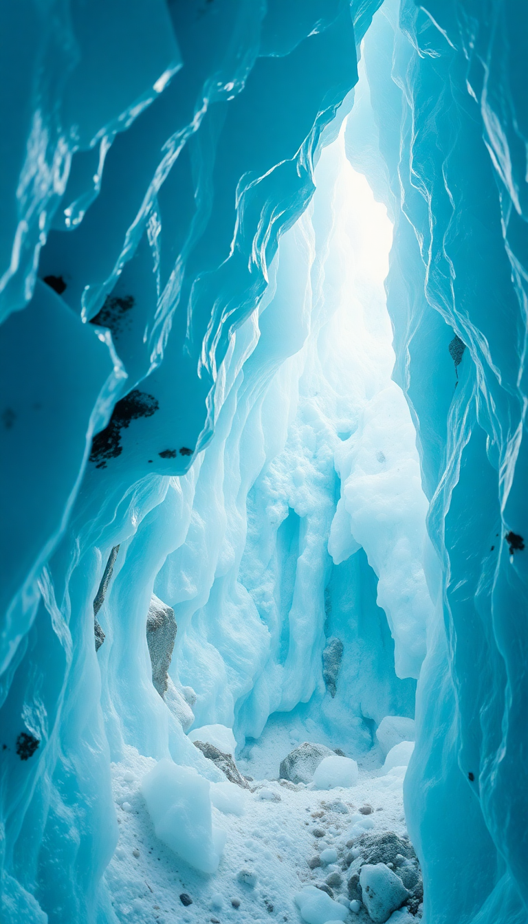 Glacial Ice Cave Blue Crystal Photorealistic Wallpaper