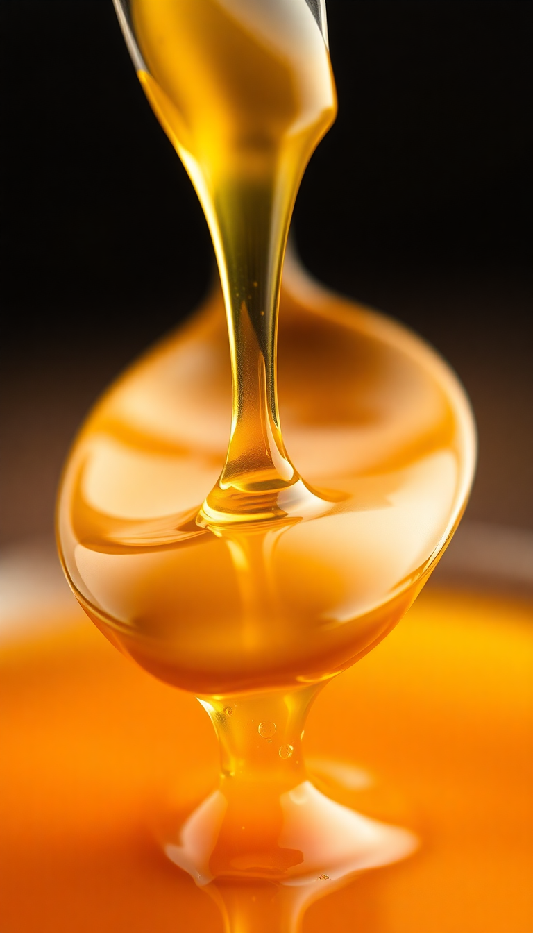 Honey Dripping From Spoon Golden Photorealistic Wallpaper