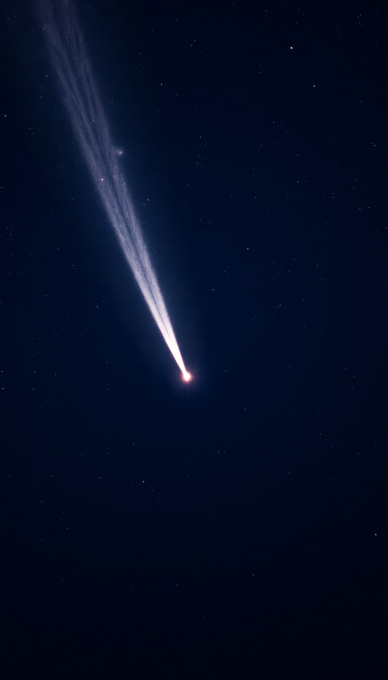 Comet Tail Streaming Across Night Photorealistic Wallpaper