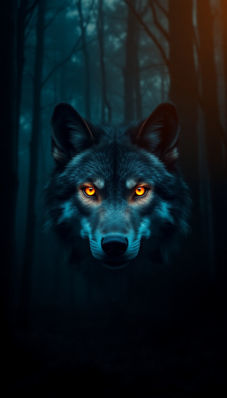 Wolf Eyes Glowing In Dark Digital art Wallpaper