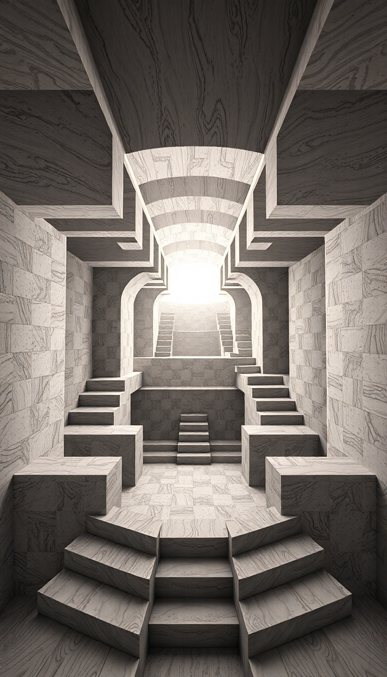 Impossible Geometry Escher Style Infinite Digital art Wallpaper