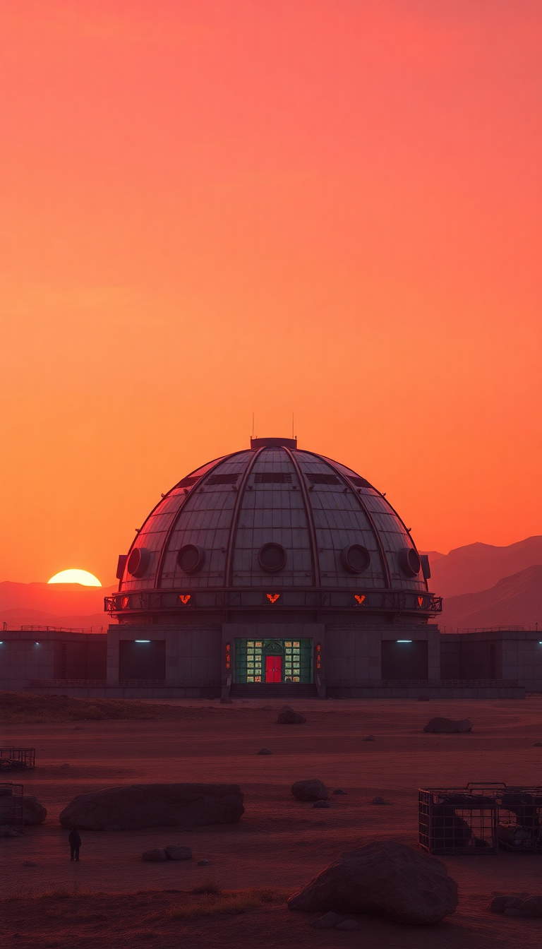 Mars Colony Dome At Sunset Digital art Wallpaper