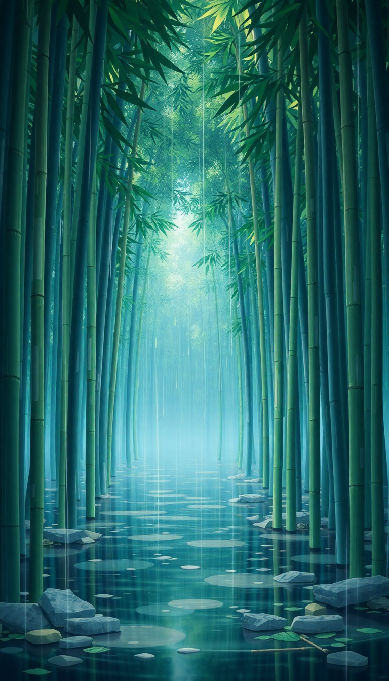 Bamboo Forest Rain Anime Peaceful Anime Wallpaper