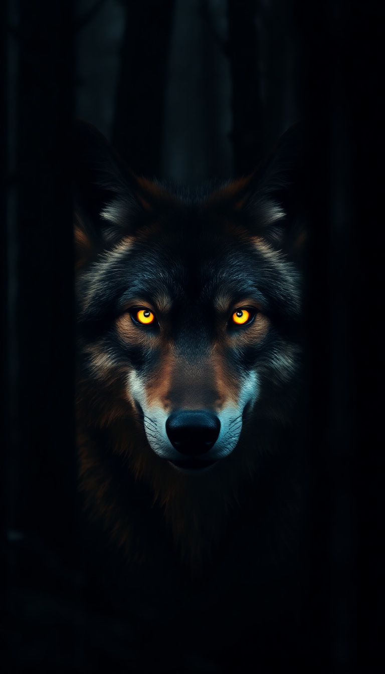 Wolf Eyes Glowing In Dark Digital art Wallpaper