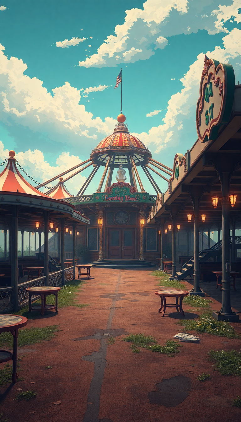 Abandoned Amusement Park Anime Eerie Anime Wallpaper