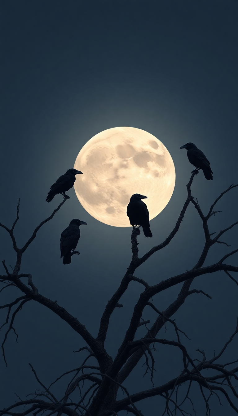 Ravens On Dead Tree Branches Digital art Wallpaper
