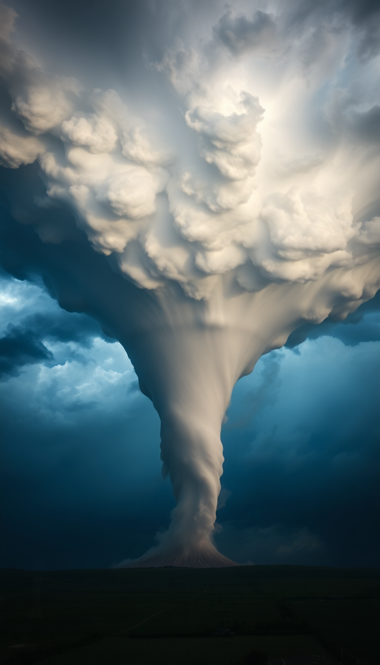 Supercell Thunderstorm Dramatic Tornado Forming Photorealistic Wallpaper