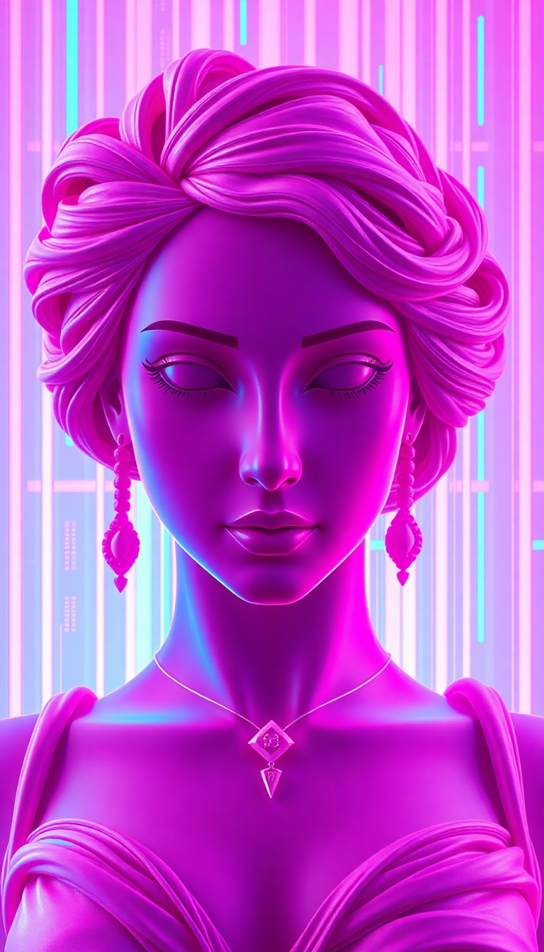 Vaporwave Roman Bust Glitch Aesthetic Digital art Wallpaper
