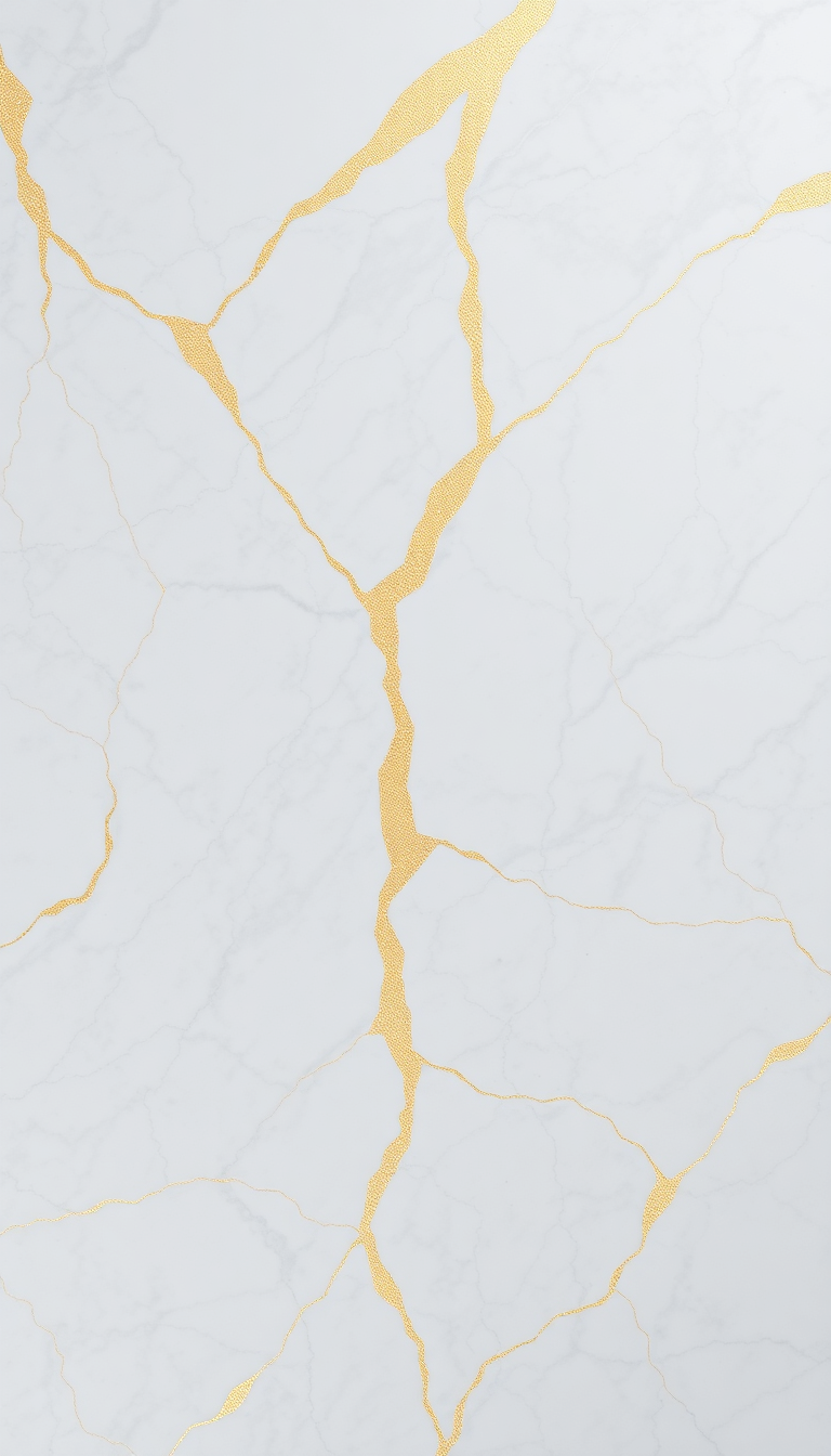 Marble Texture White Gold Veins Photorealistic Wallpaper