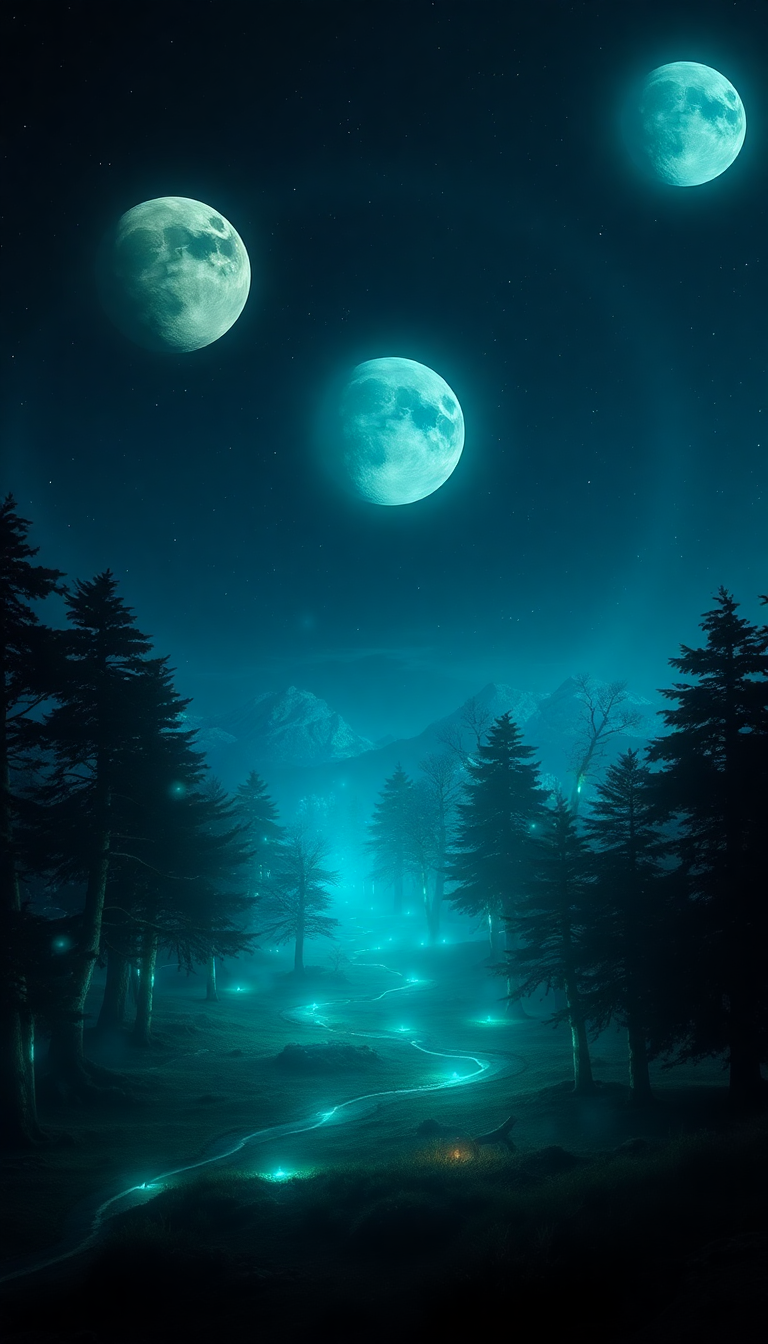 Bioluminescent Alien Forest On Distant Digital art Wallpaper