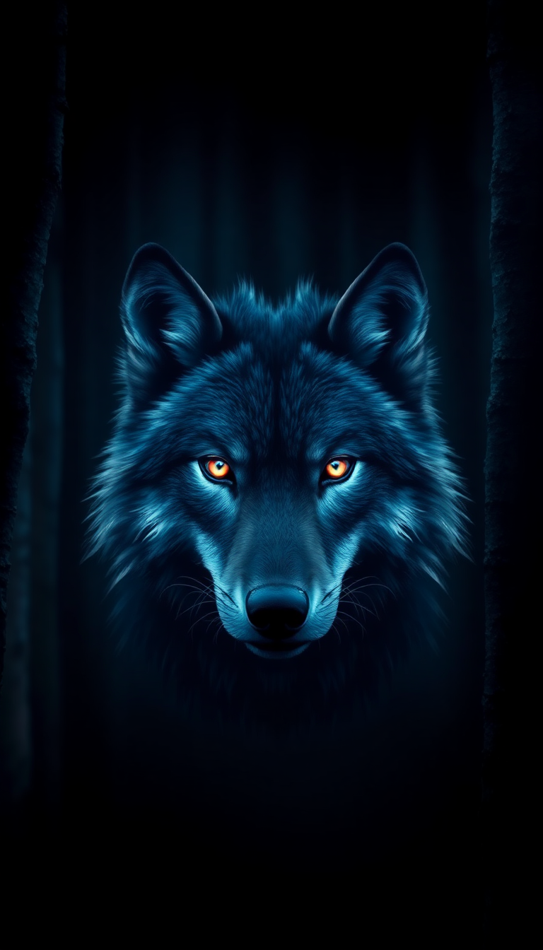 Wolf Eyes Glowing In Dark Digital art Wallpaper