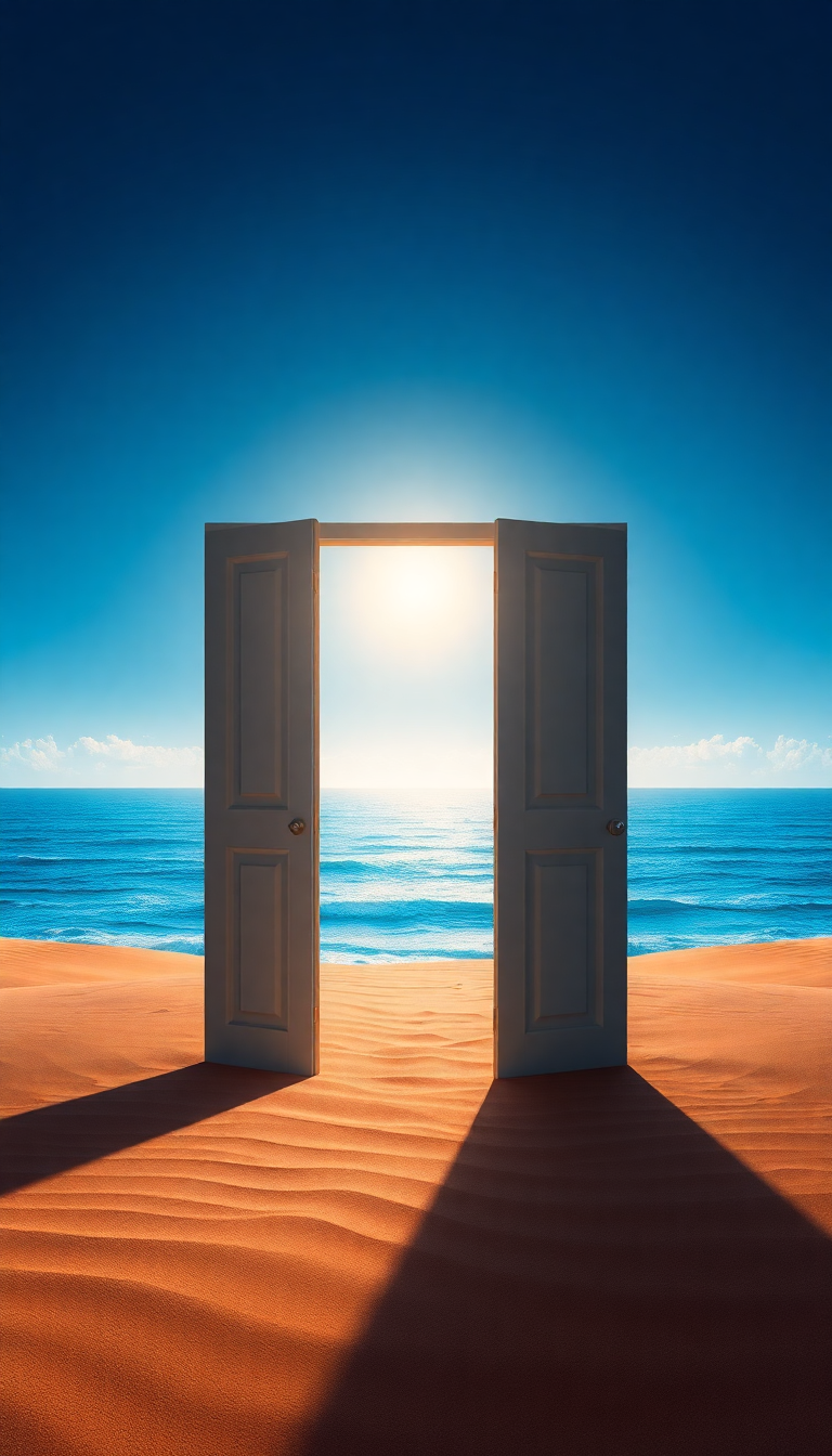 Door Standing Alone In Desert Digital art Wallpaper