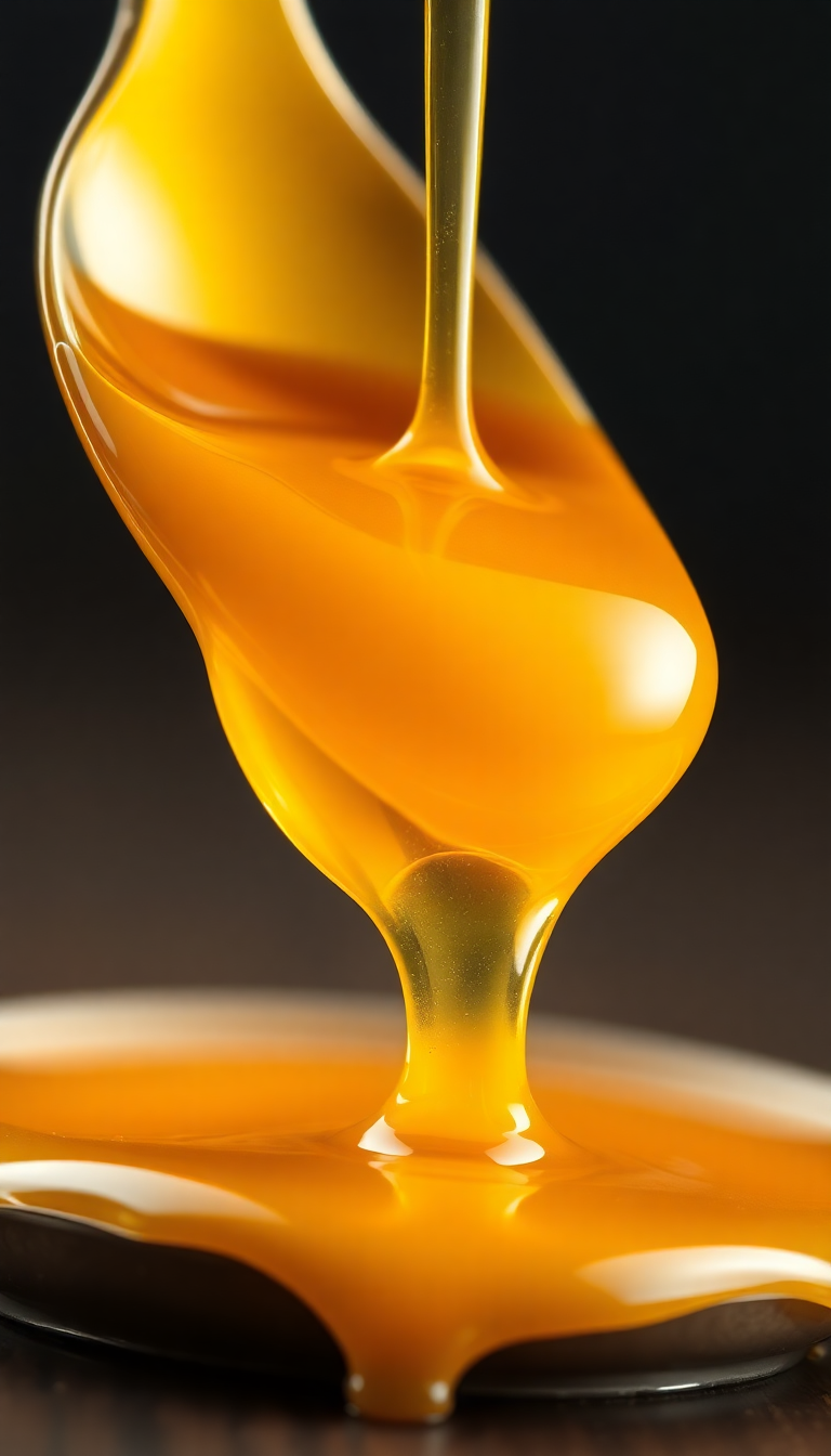 Honey Dripping From Spoon Golden Photorealistic Wallpaper