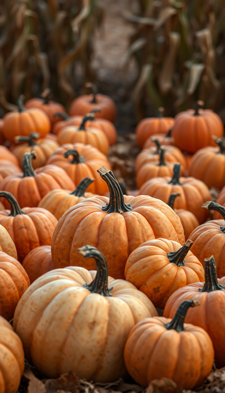 Autumn Harvest Pumpkins Corn Farm Photorealistic Wallpaper