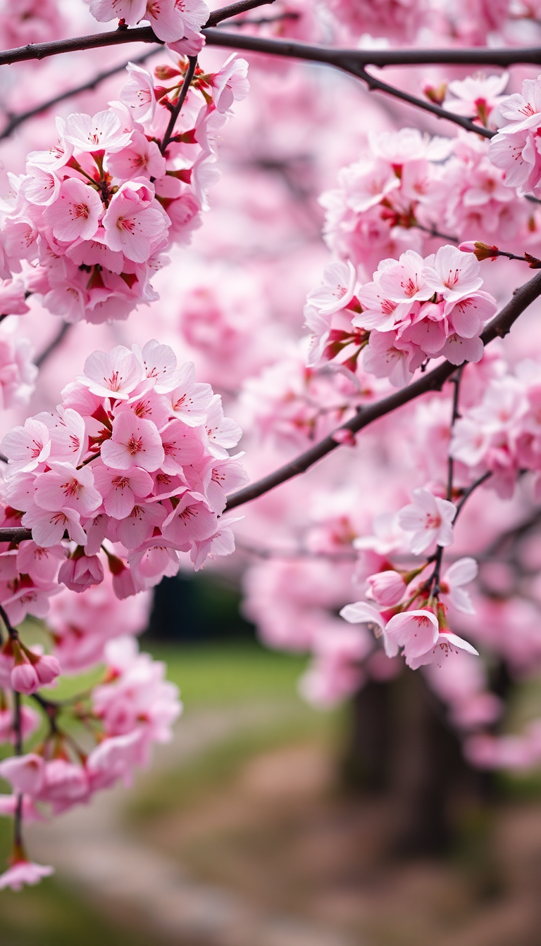 Spring Cherry Blossoms Japan Peak Photorealistic Wallpaper