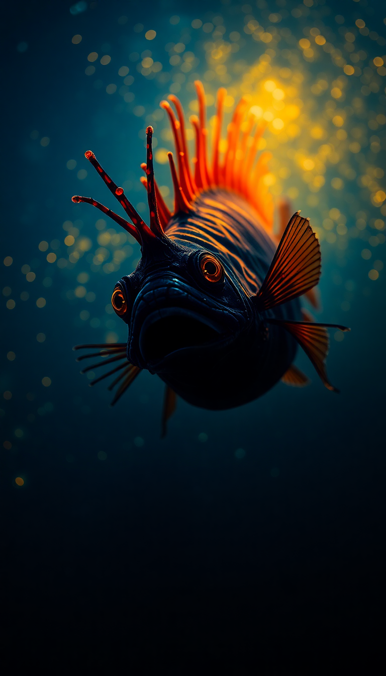 Deep Sea Anglerfish Bioluminescent Abyss Digital art Wallpaper