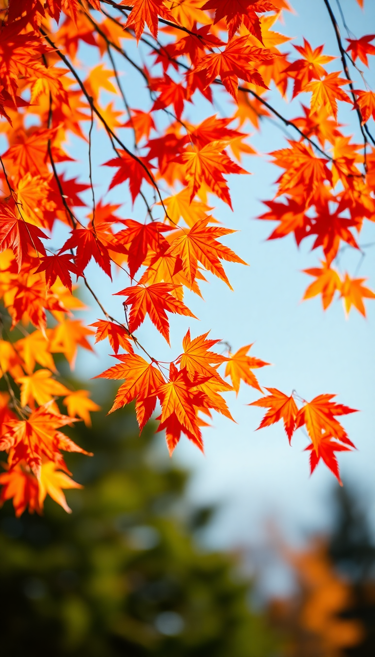 Autumn Leaves Falling Maple Red Photorealistic Wallpaper