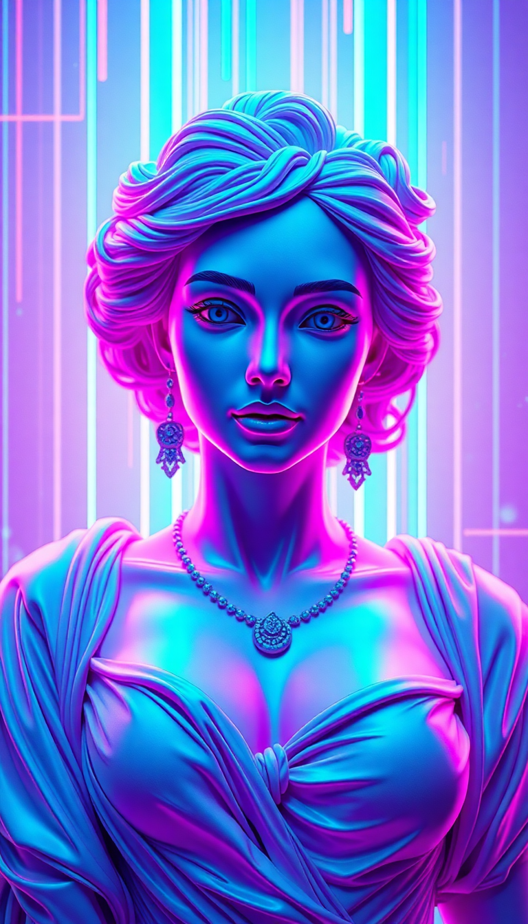 Vaporwave Roman Bust Glitch Aesthetic Digital art Wallpaper