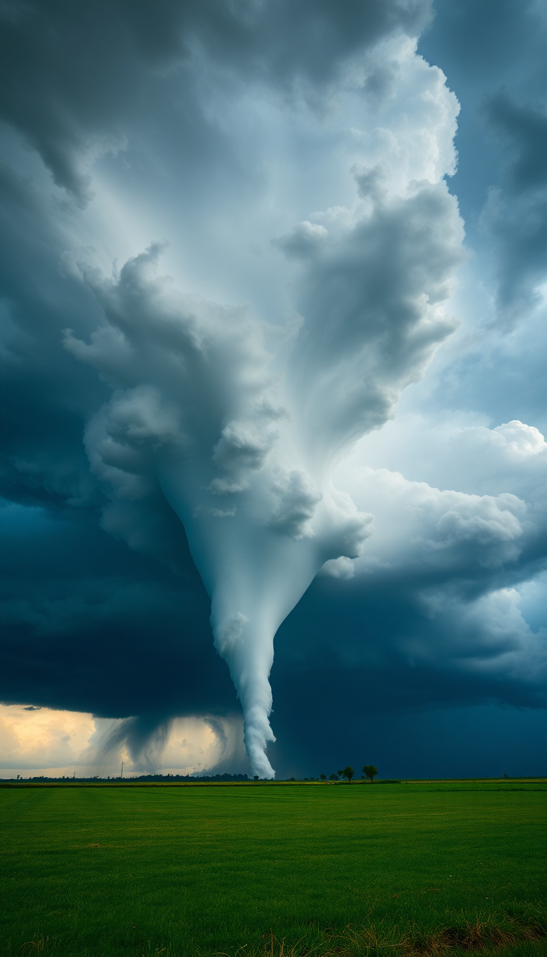 Supercell Thunderstorm Dramatic Tornado Forming Photorealistic Wallpaper