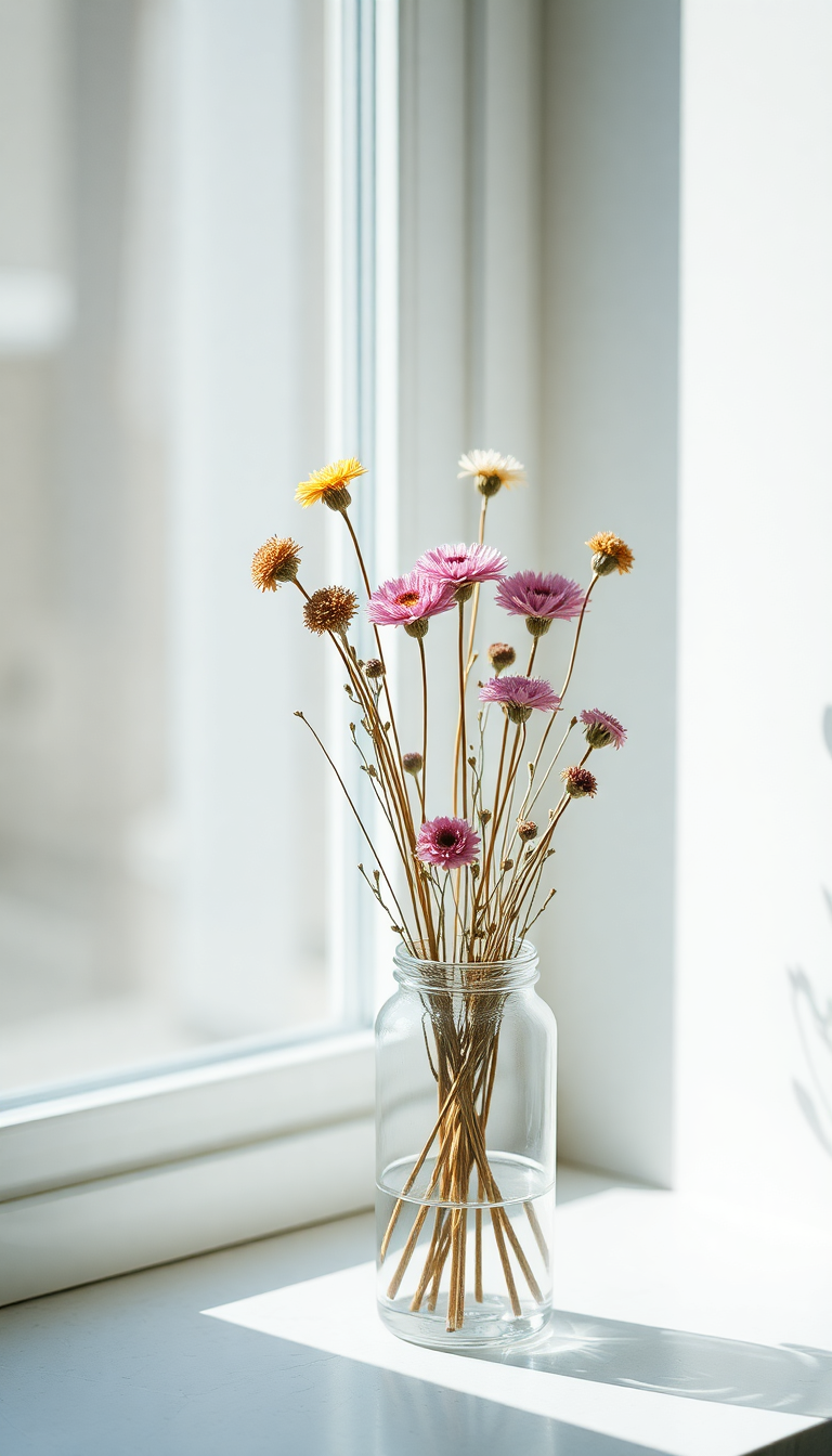 Dried Flowers In Glass Vase Aesthetic Wallpaper