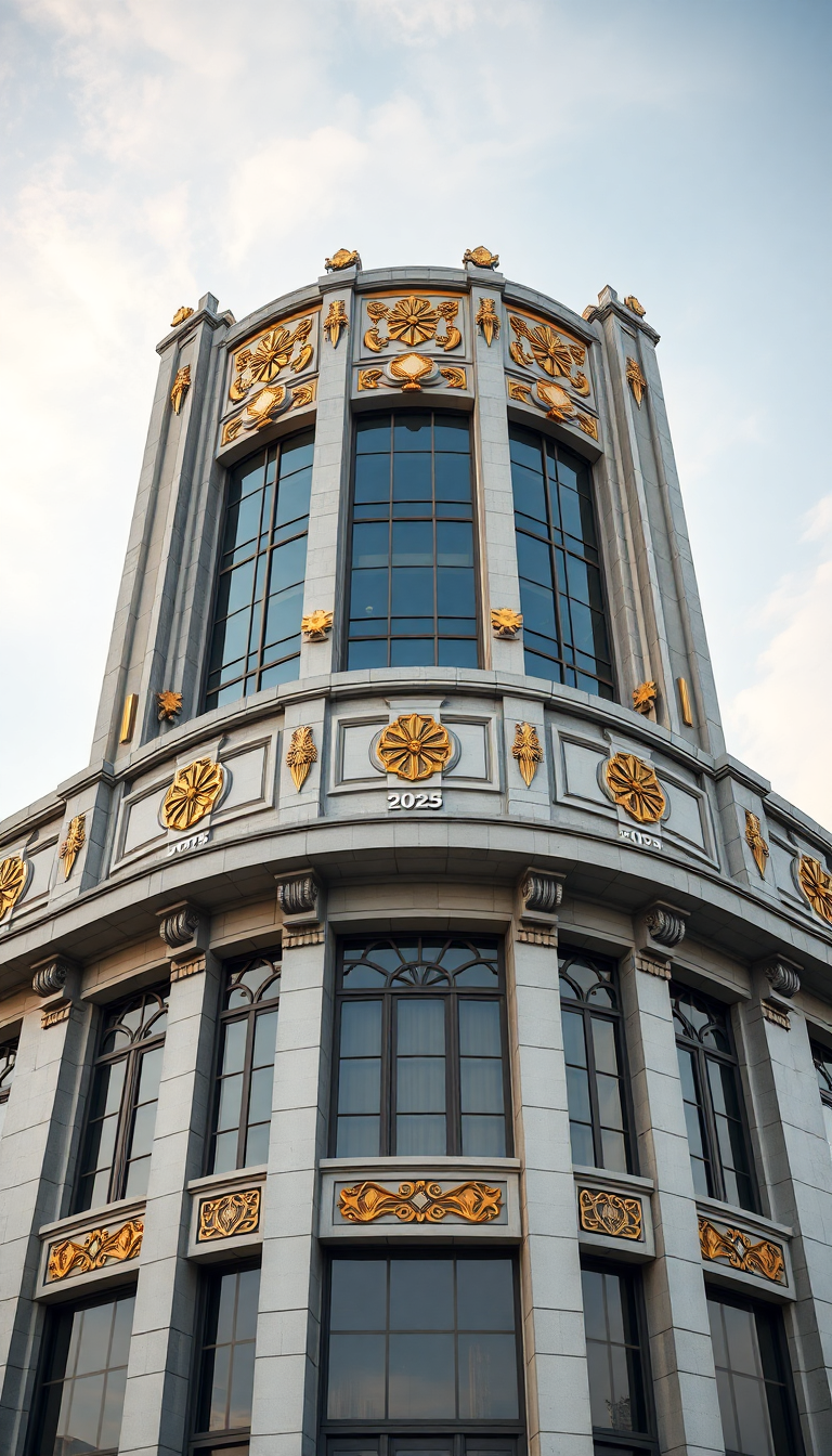 Art Deco Building Facade Geometric Photorealistic Wallpaper