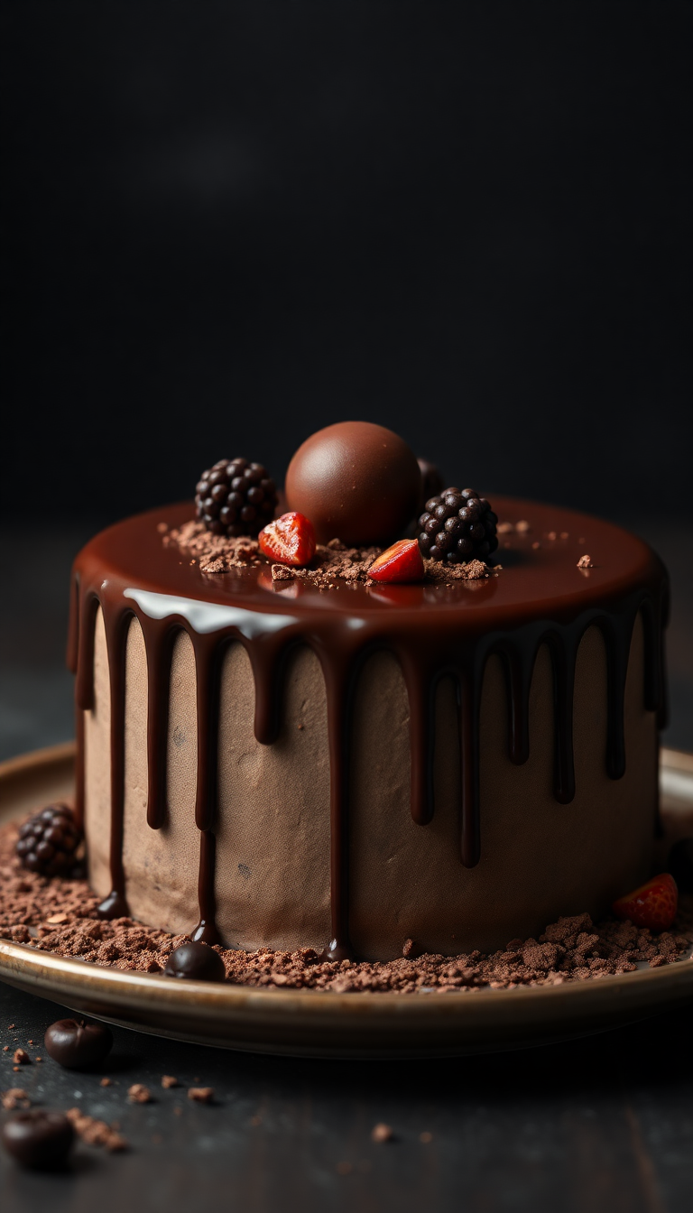 Chocolate Drip Cake Decadent Dessert Photorealistic Wallpaper